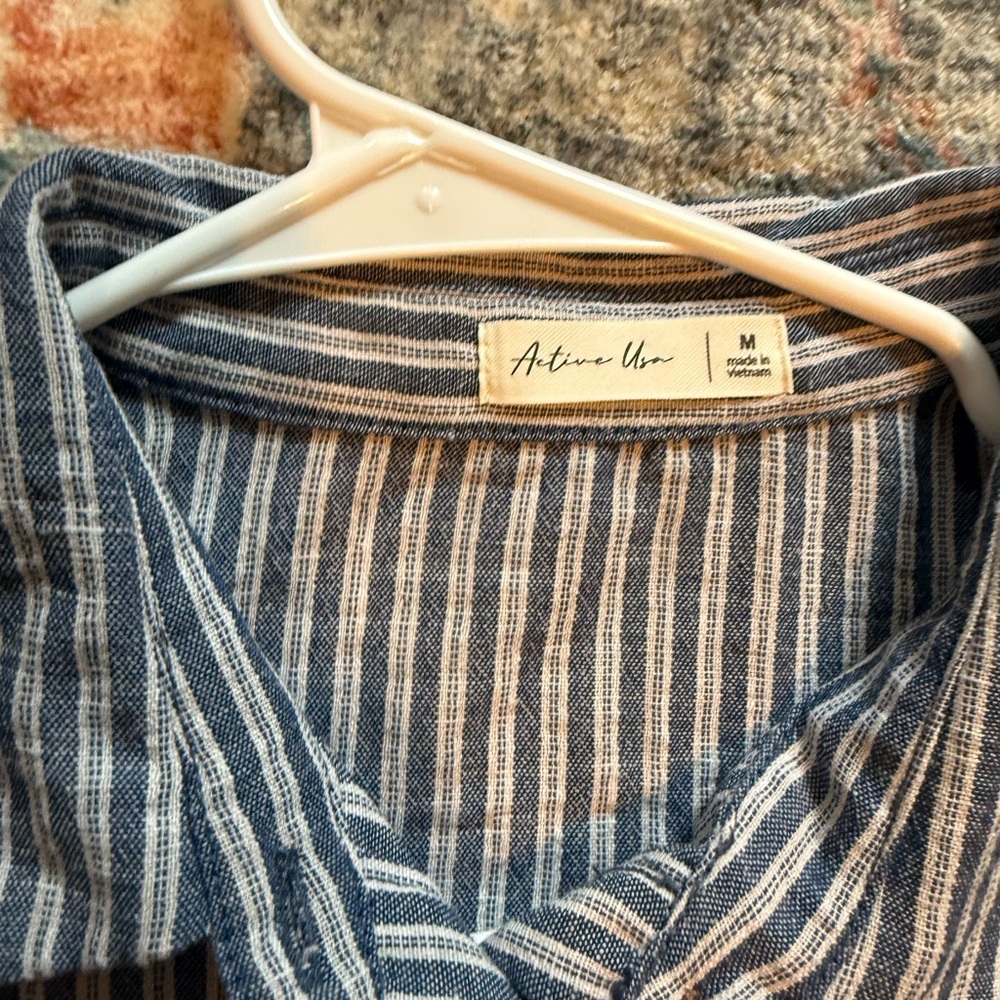 NWOT Active USA 🇺🇸Blue and White Striped Women's Set - Picture 2 of 5
